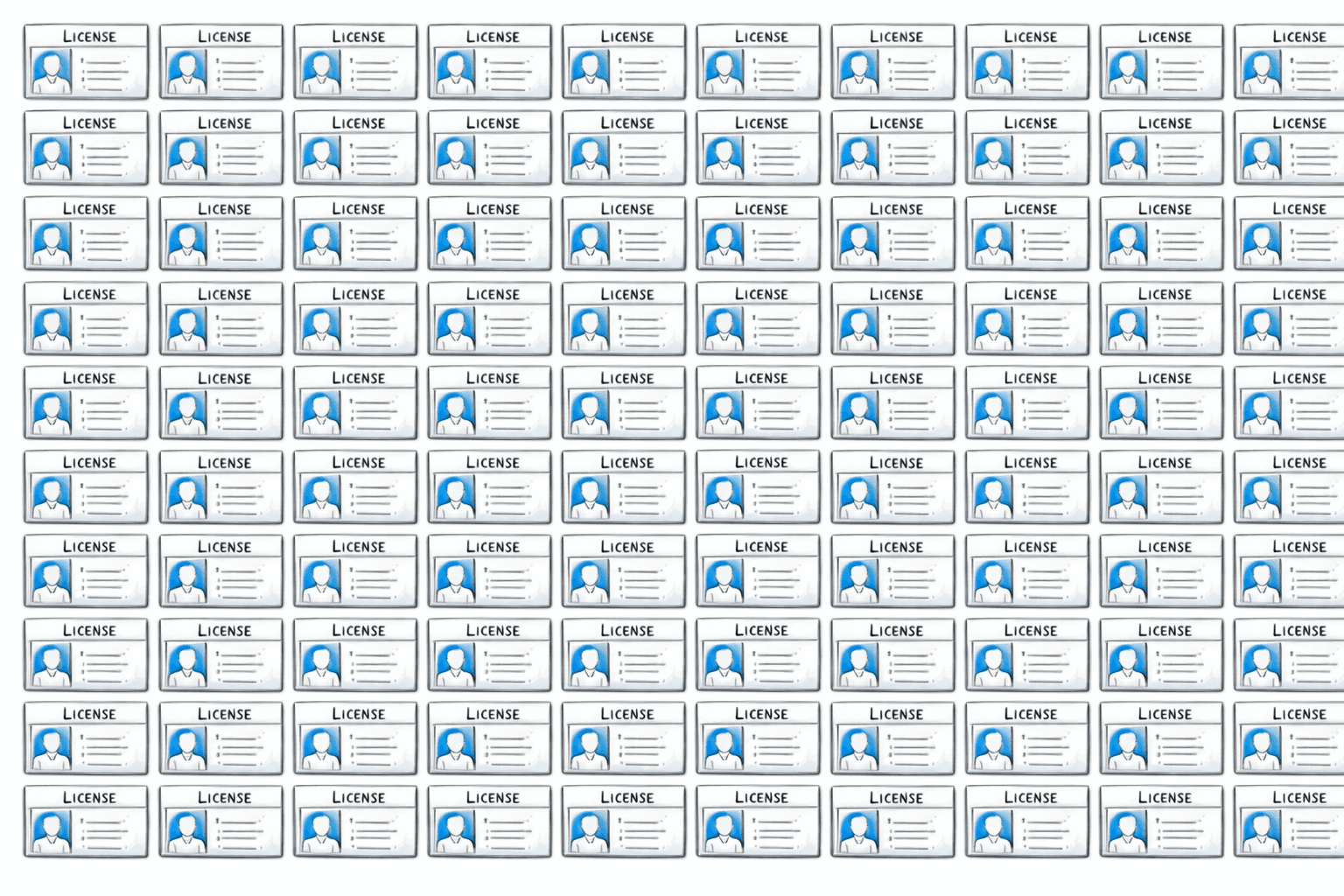 a large grid of licenses