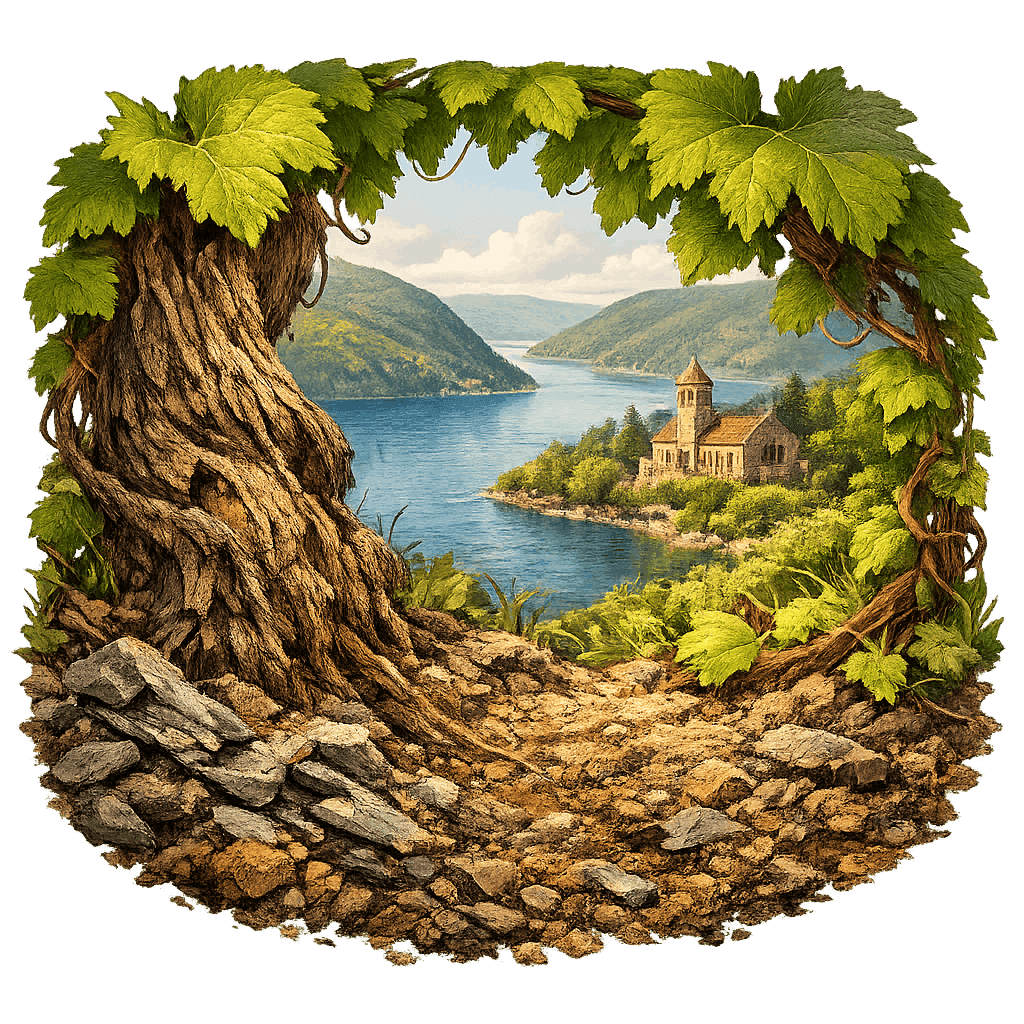 Detailed graphic of the Keuka Lake wine region.