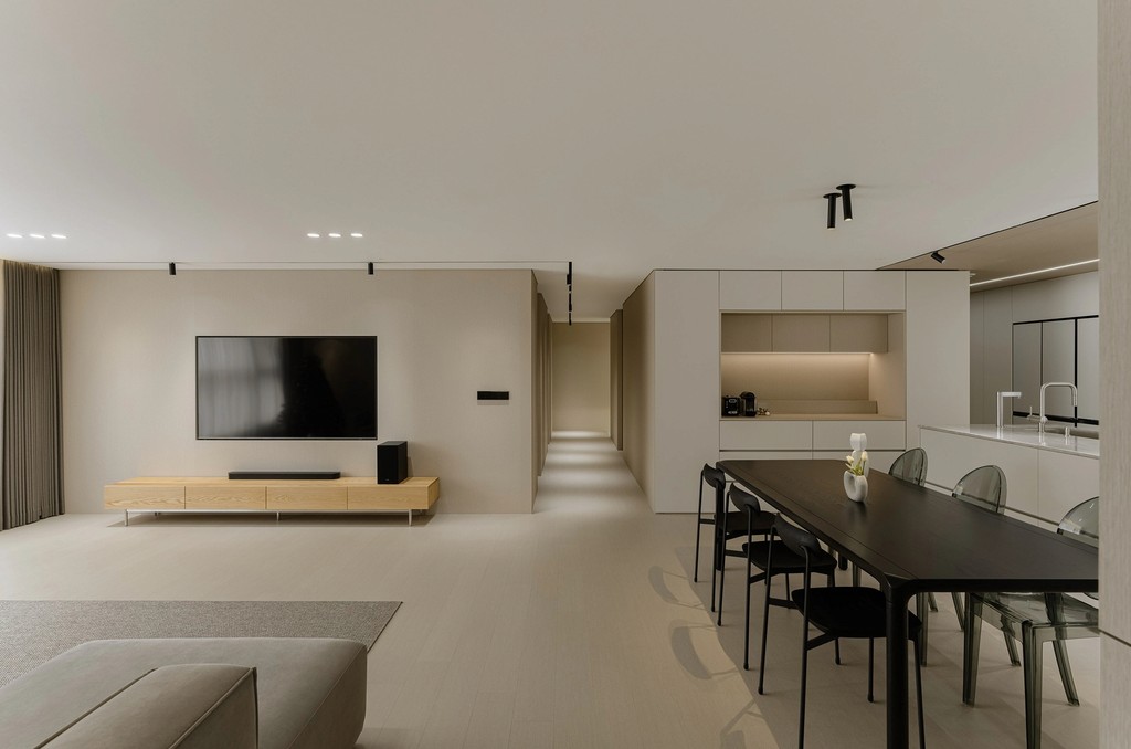 a room with a couch and a table