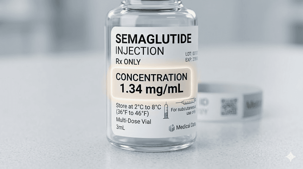 How to read semaglutide vial label for concentration in mg per mL