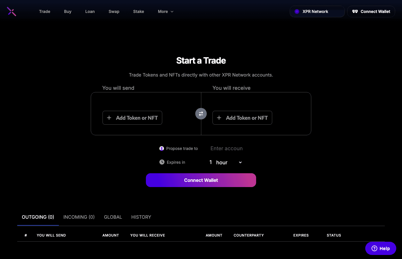 Metal X OTC trading entry or dashboard