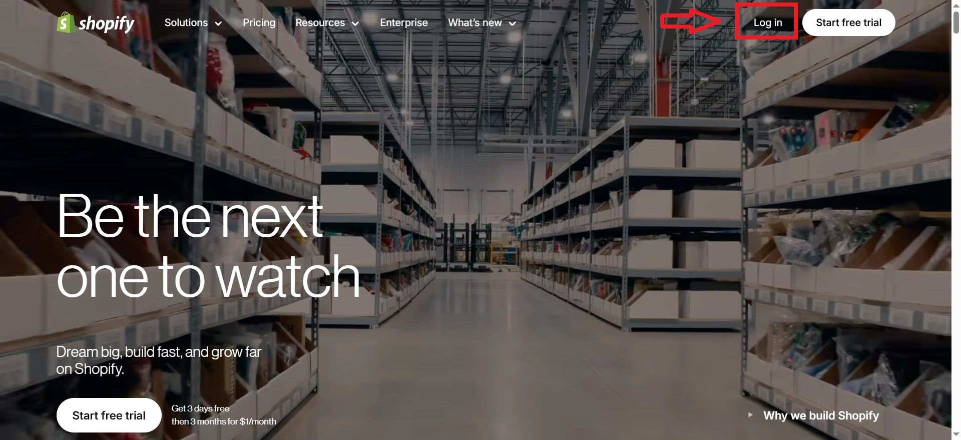 Log in shopify account 