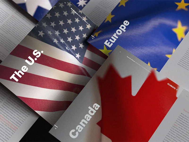 Livre blanc Climate X : analyse des risques climatiques pour le secteur bancaire aux USA, Europe et Canada. Présentation de documents de recherche stratégique.