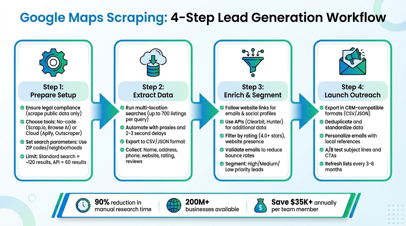 4-Step Google Maps Scraping Workflow for Multi-Location Lead Generation