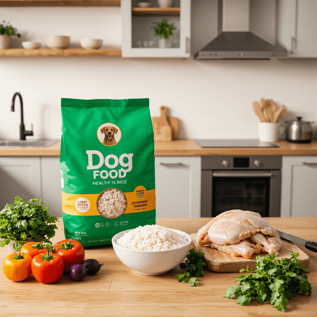 product photography of a bag of dog food