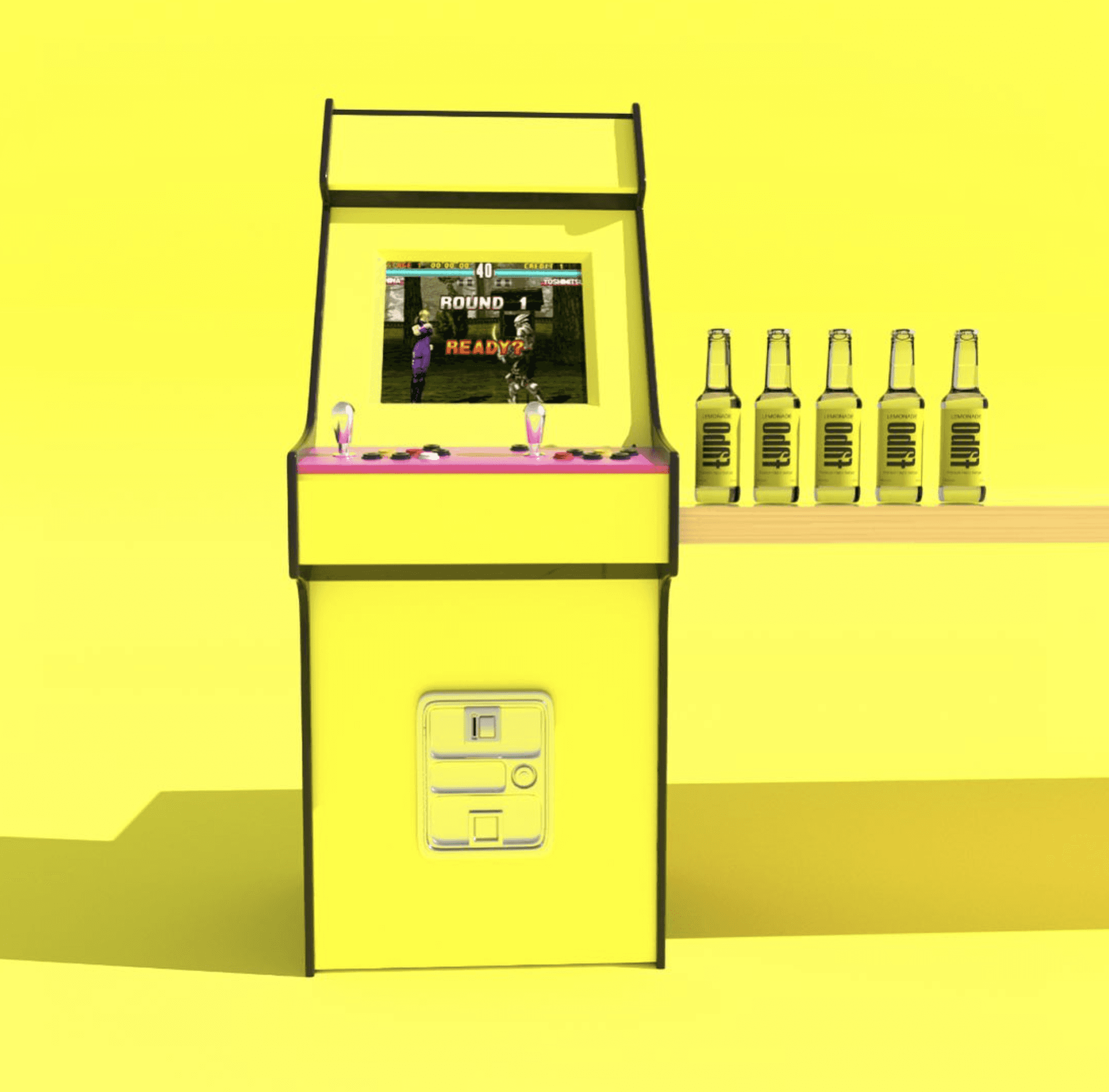 Mobile-first site UI showcasing flavor bottle with animated scroll CTA