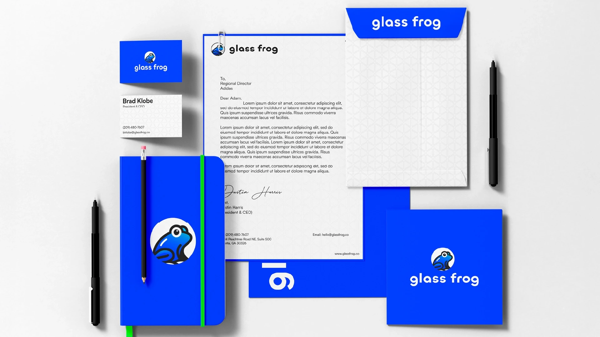 Brand assets and graphic system created for Glassfrog agency