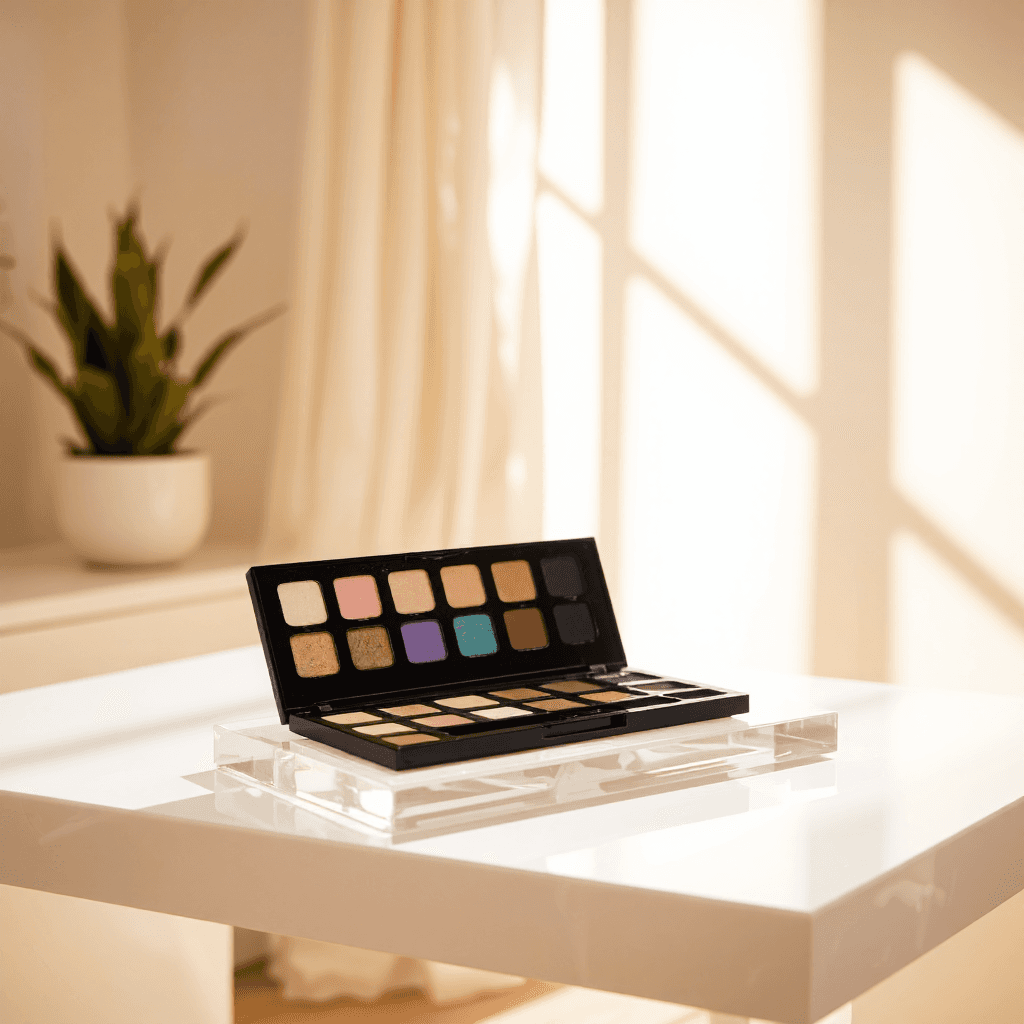 product photography of a palette of eyeshadow