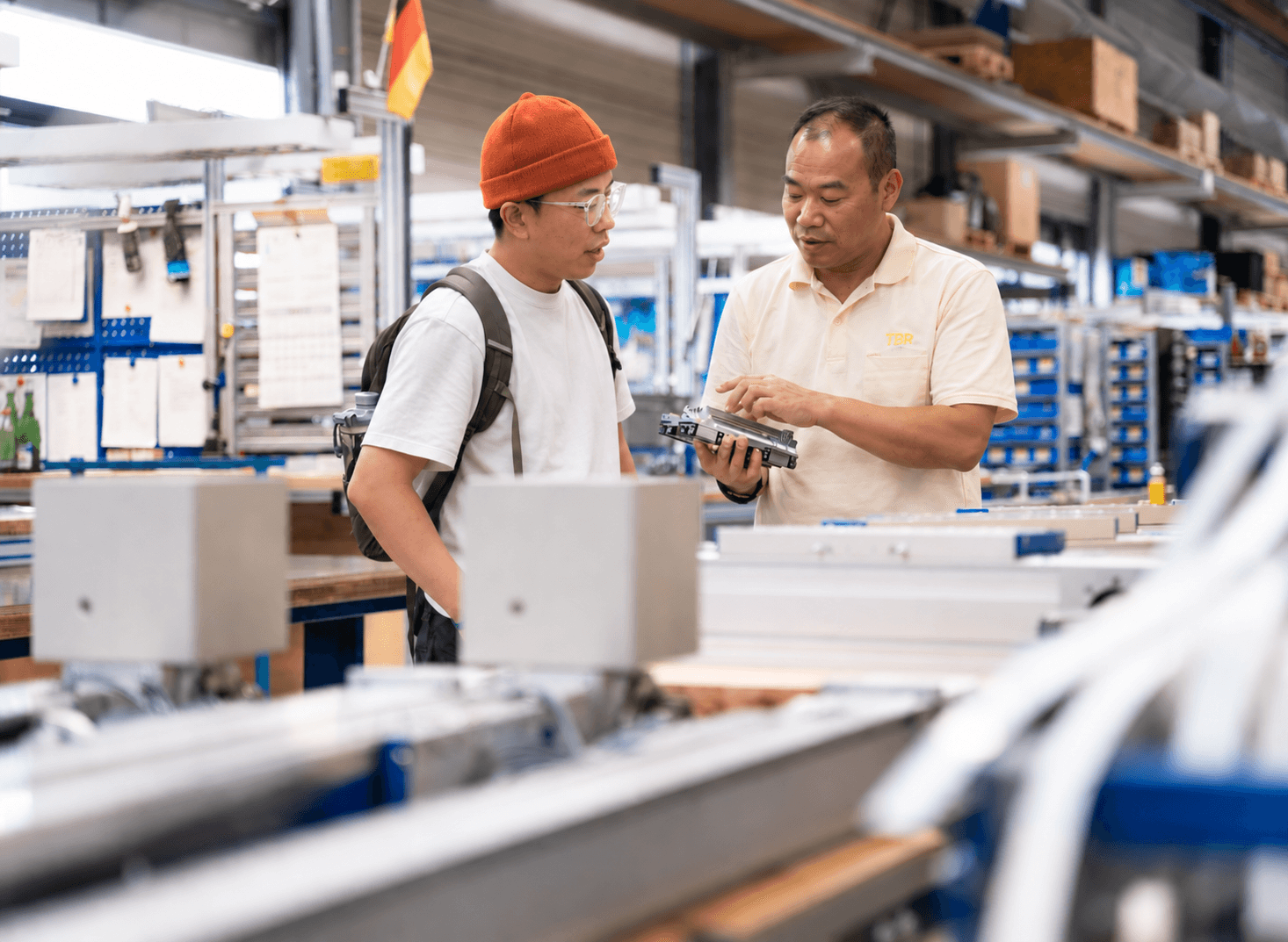 A production line inspection with a hardware component