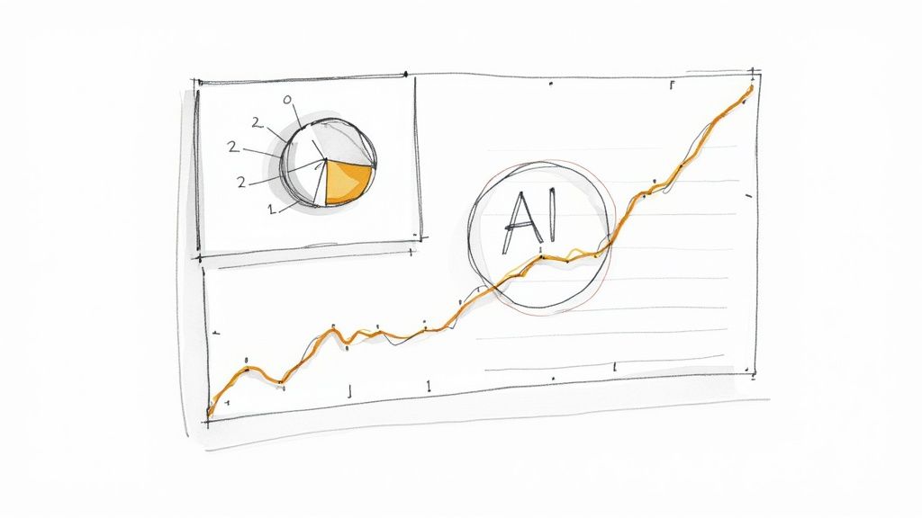 A person cautiously navigating a maze on a computer screen, representing the challenges of AI implementation.