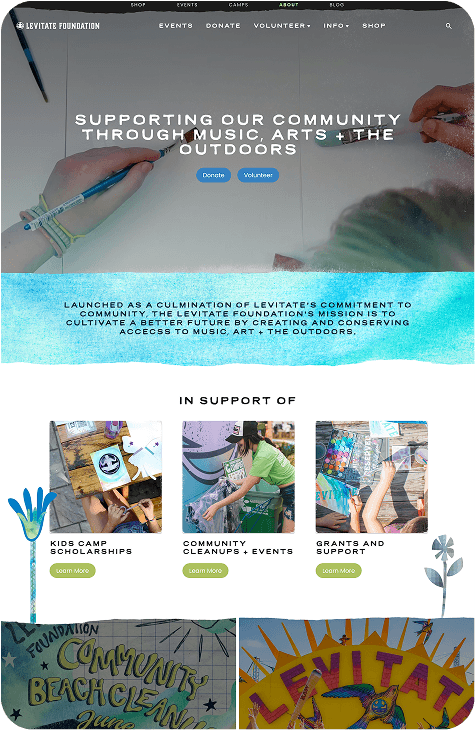 Levitate Foundation website screenshot