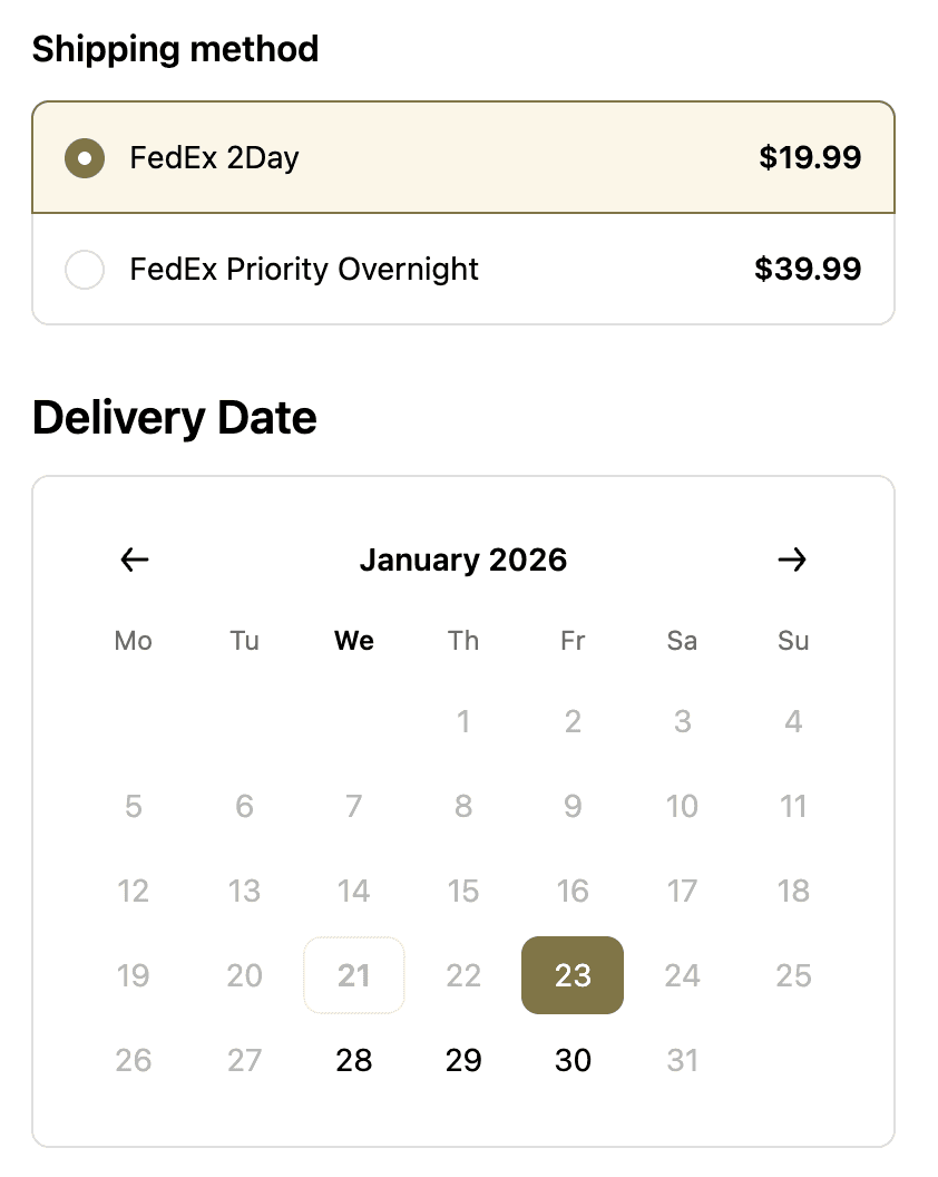 Furniture with Flare Shopify Date Picker 