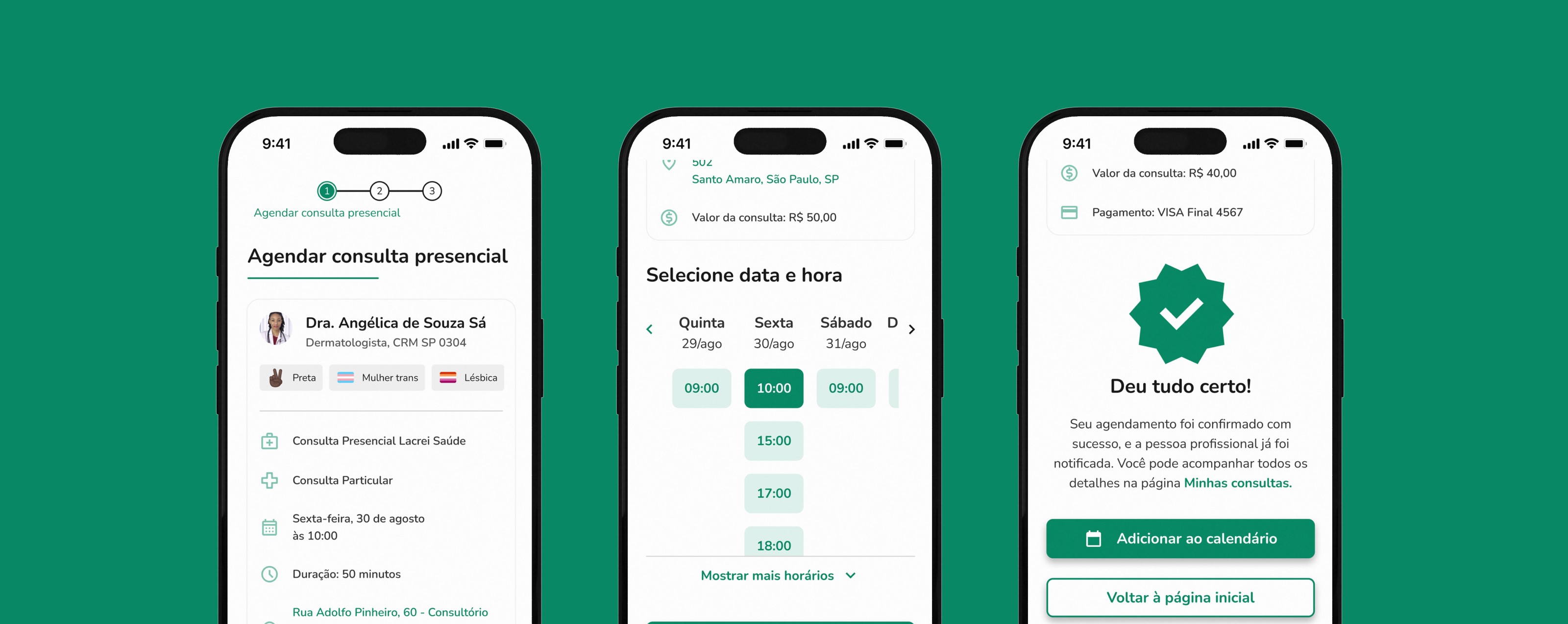 Telas da Lacrei Saúde em dispositivos celulares