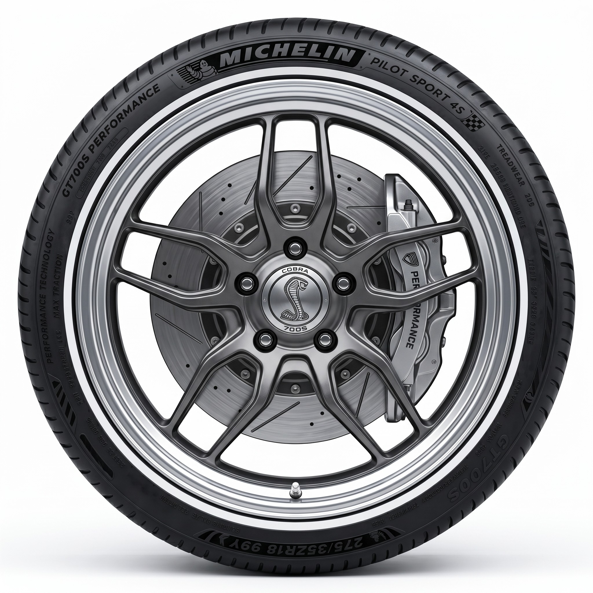 Clean and polished wheel with silver colored alloy.