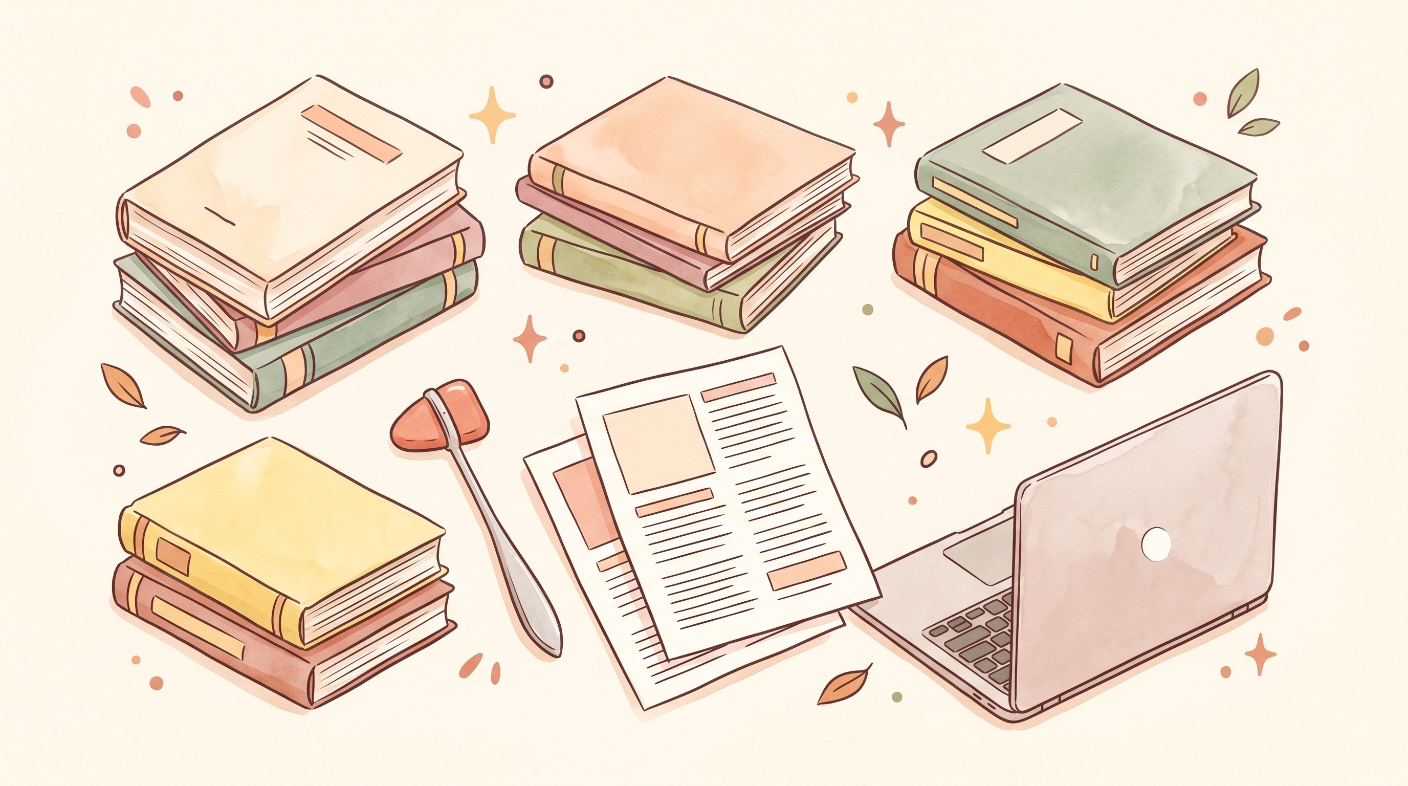Neurology books sorted into study piles