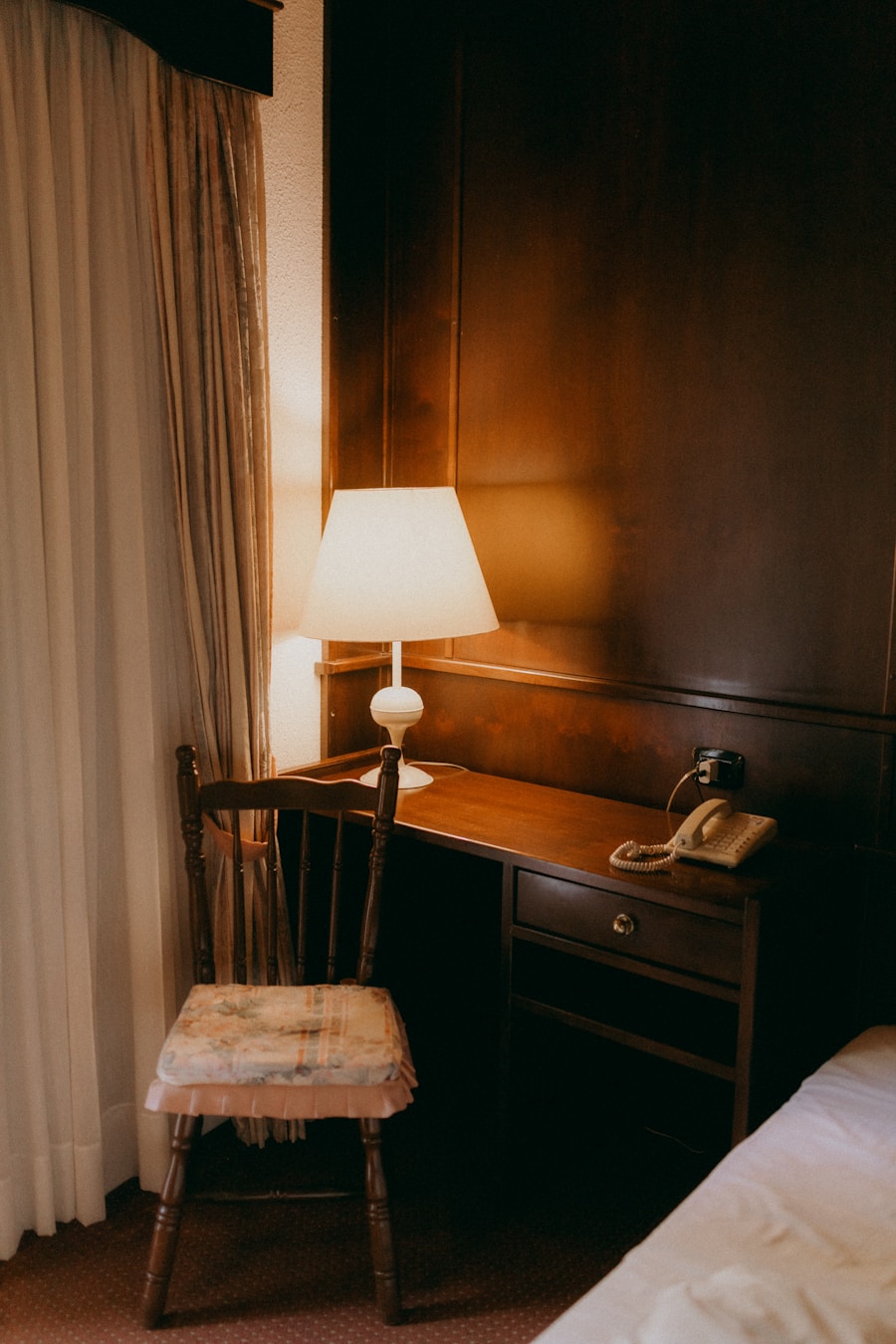 cozy desk and lamp