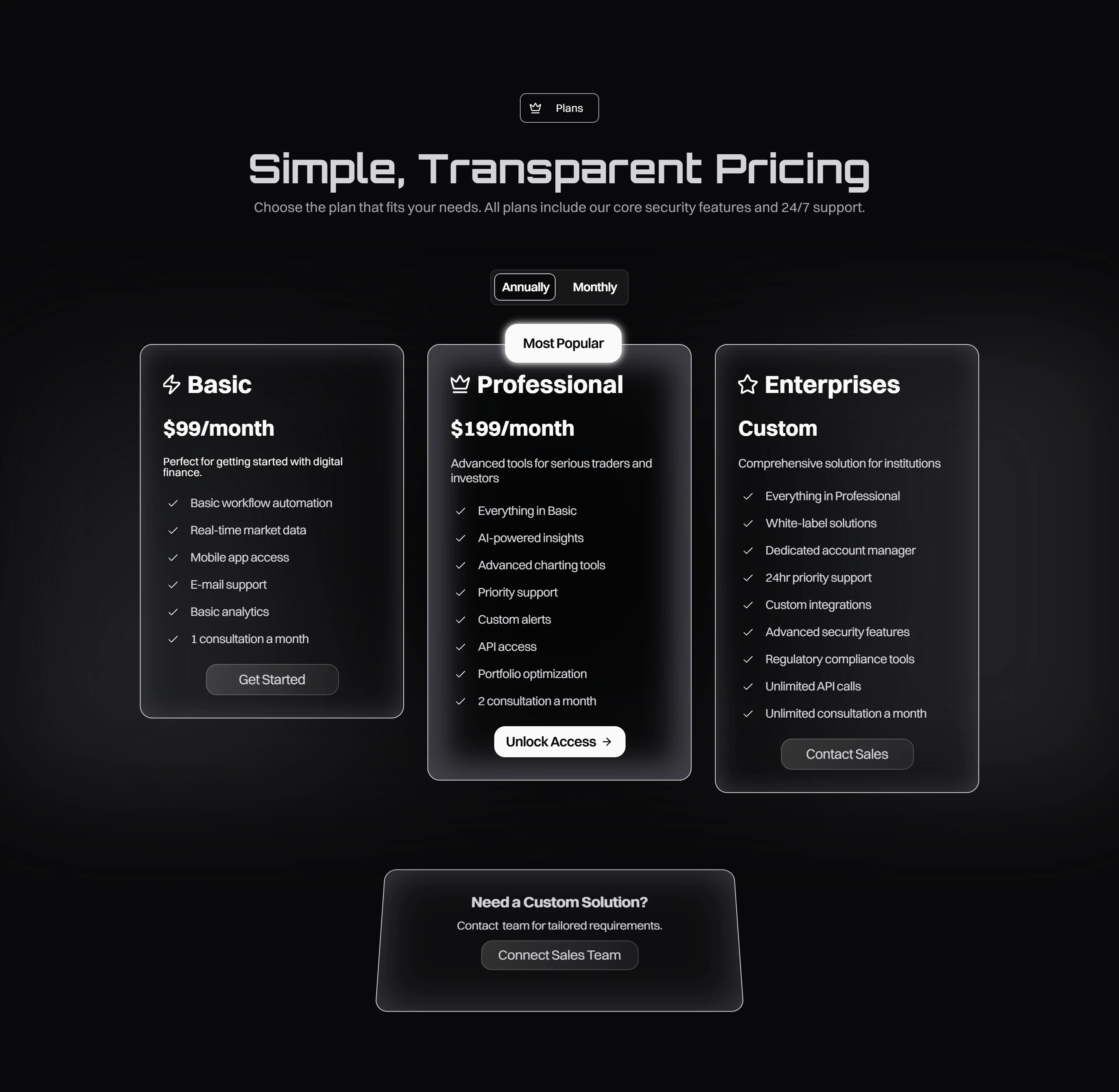 Simple Pricing with 3D CTA