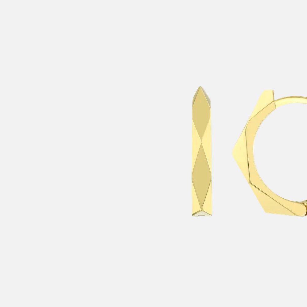 Assos Pırlanta 14 Ayar Altın Geometrik Kesim Halka Küpe Modeli