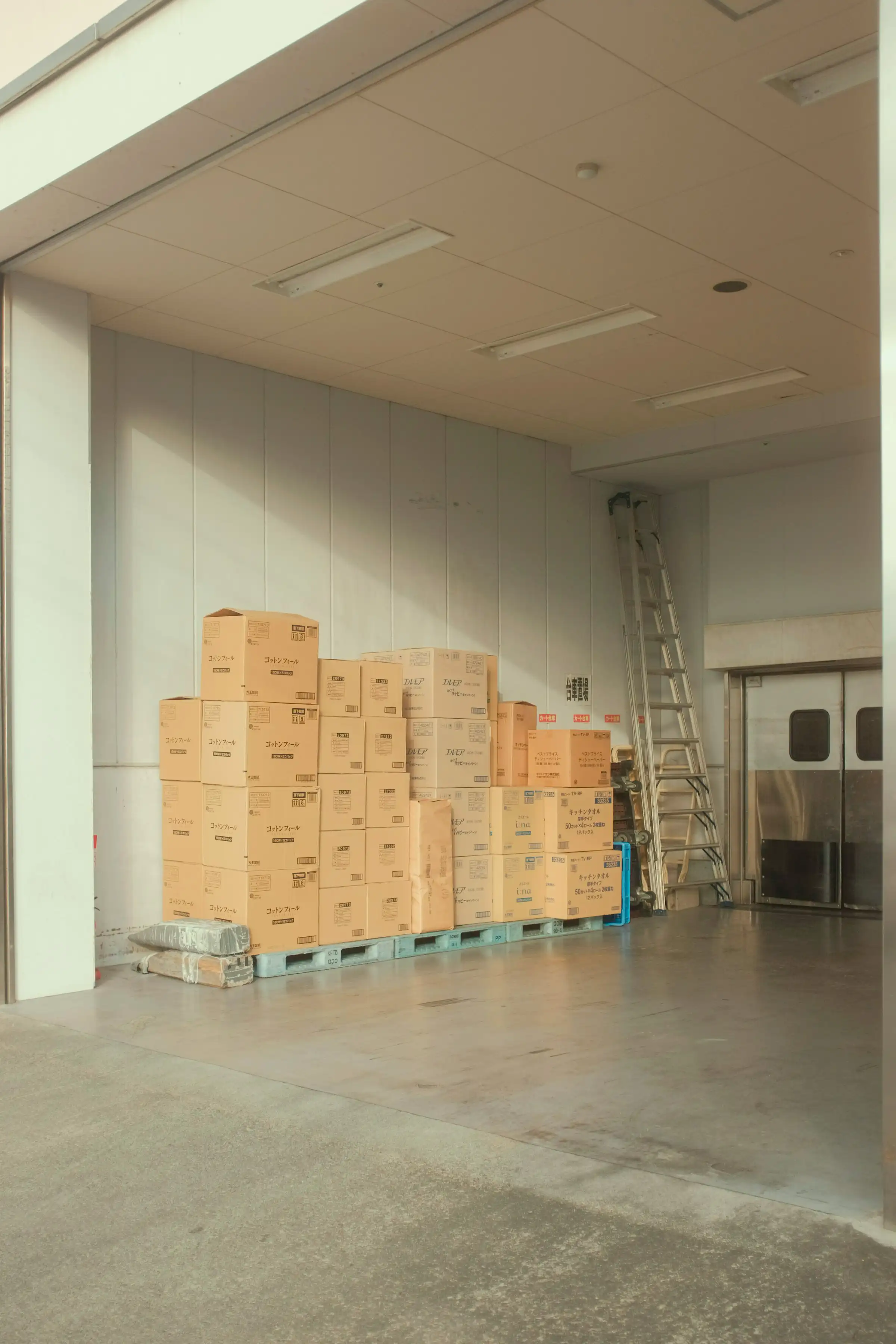 Boxes compiled inside warehouse.