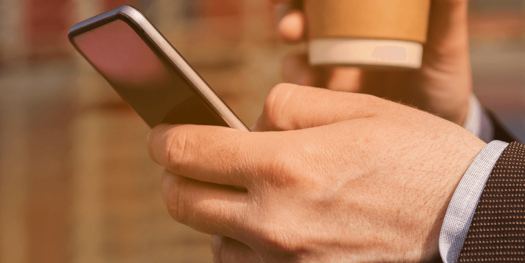 Close up of hand with smartphone in it