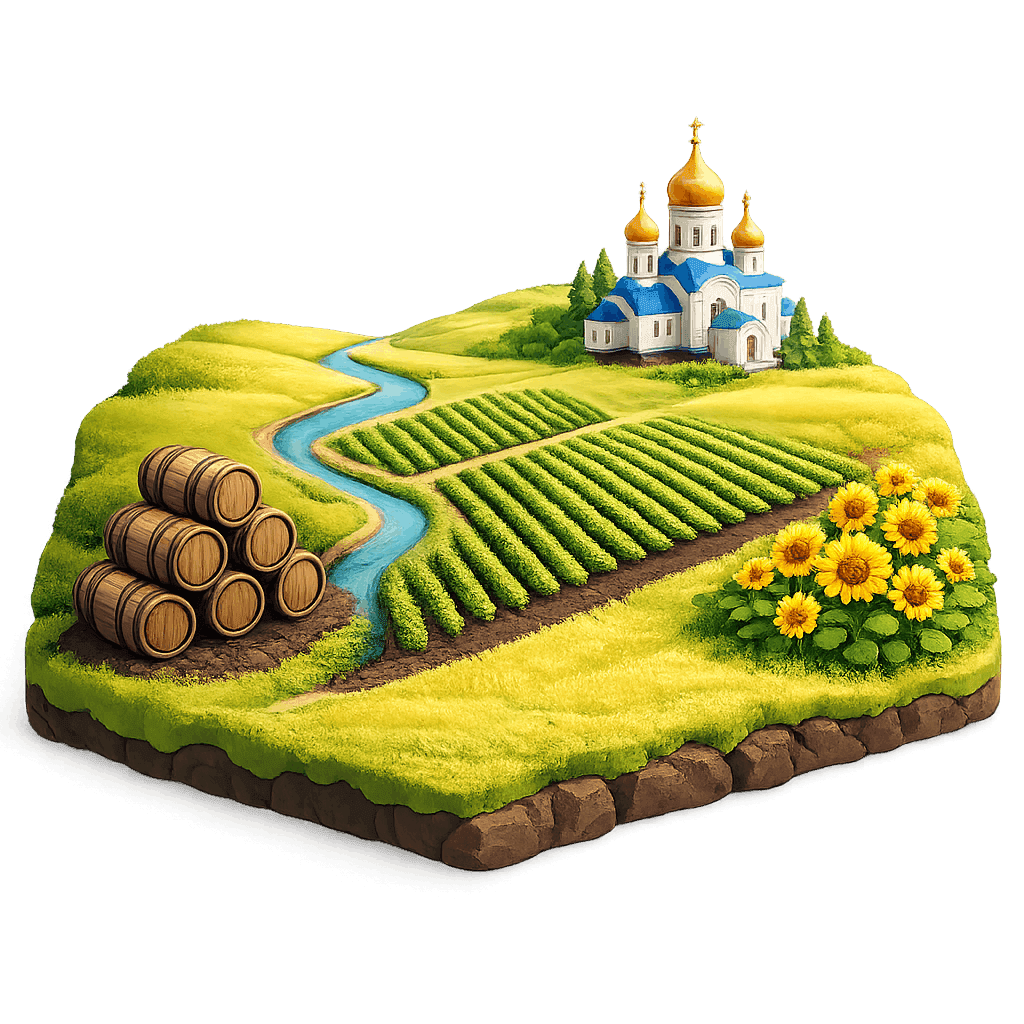 Artistic illustration of the Bălți wine region.