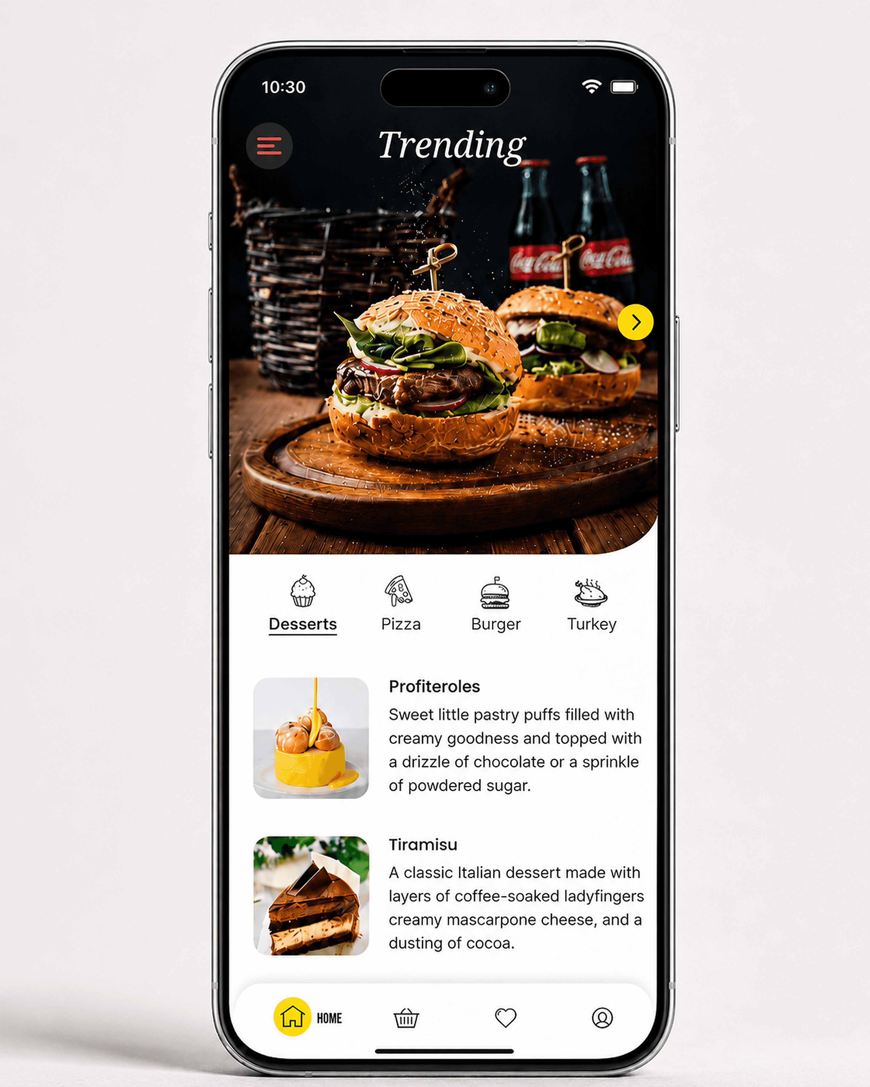 Belly Full iPhone food app mockup