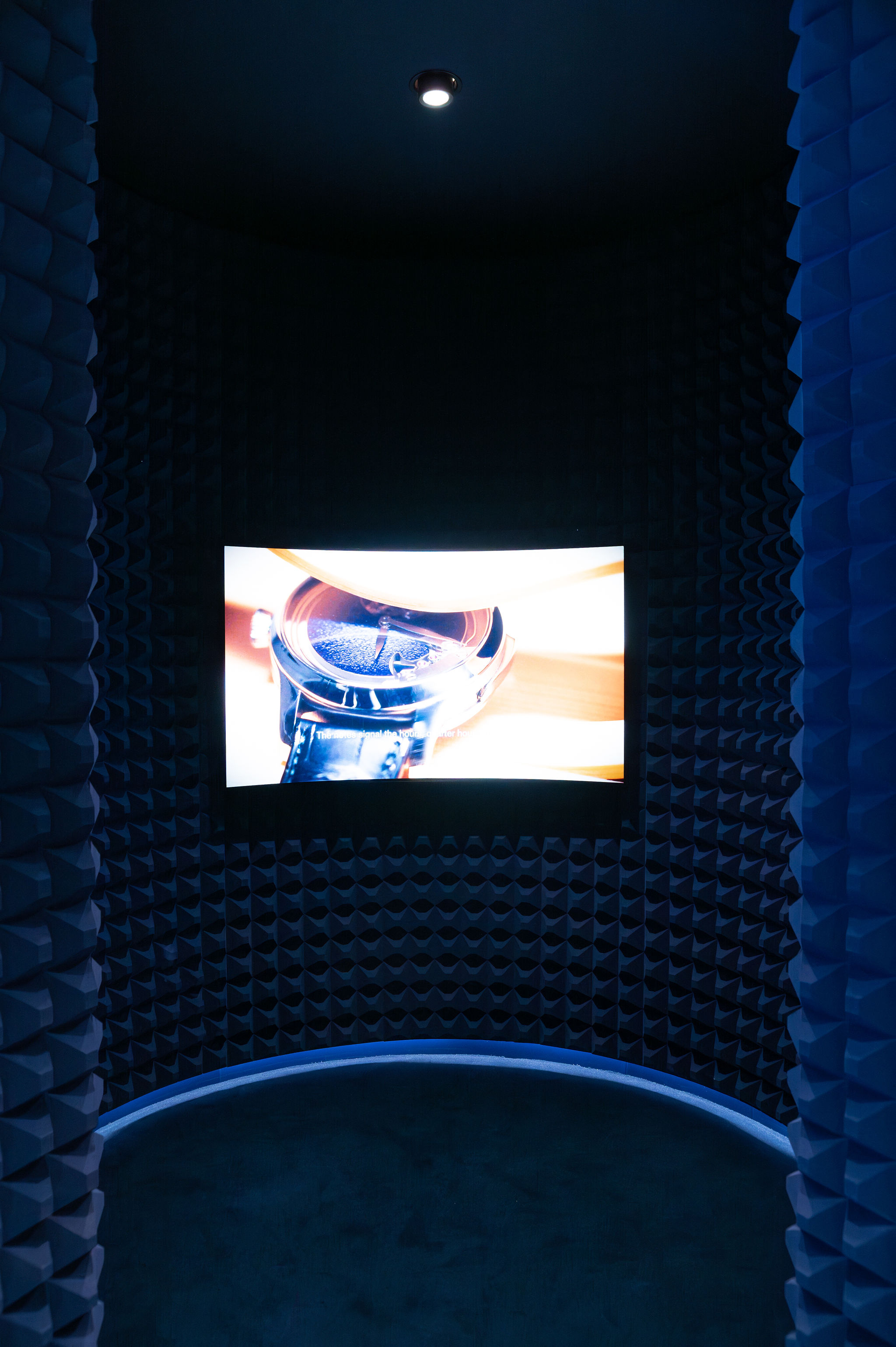 Immersive room and curve screen of the H. Moser & Cie design retail and creative  concept booth for the Watches and Wonders fair 2024 