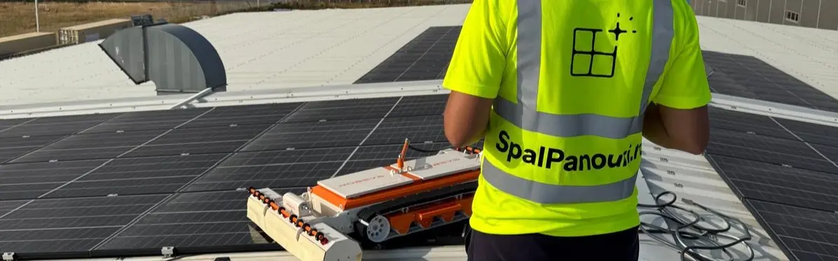 specialist spalpanouri si robot de curatare panouri fotovoltaice pe o hala industriala in craiova