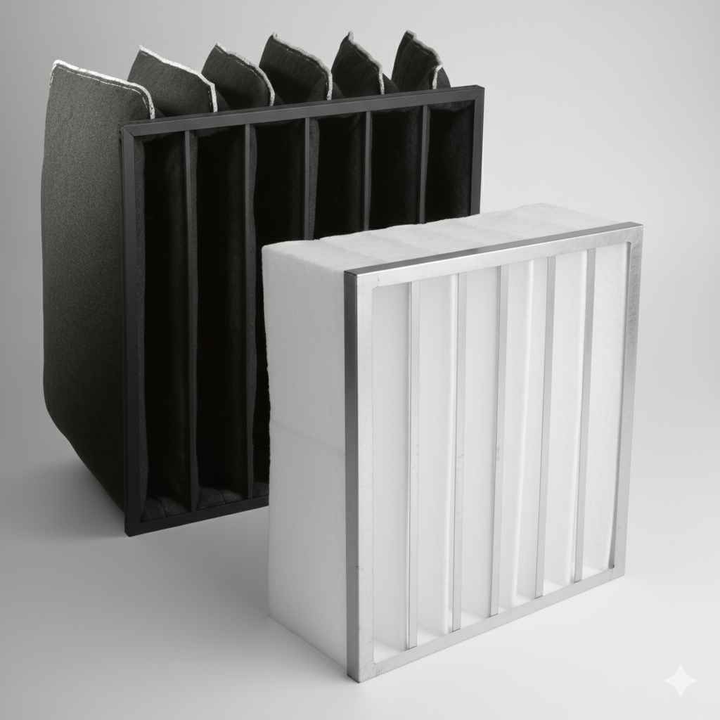 V bank air filter with multi-V design for high airflow and superior particle capture.