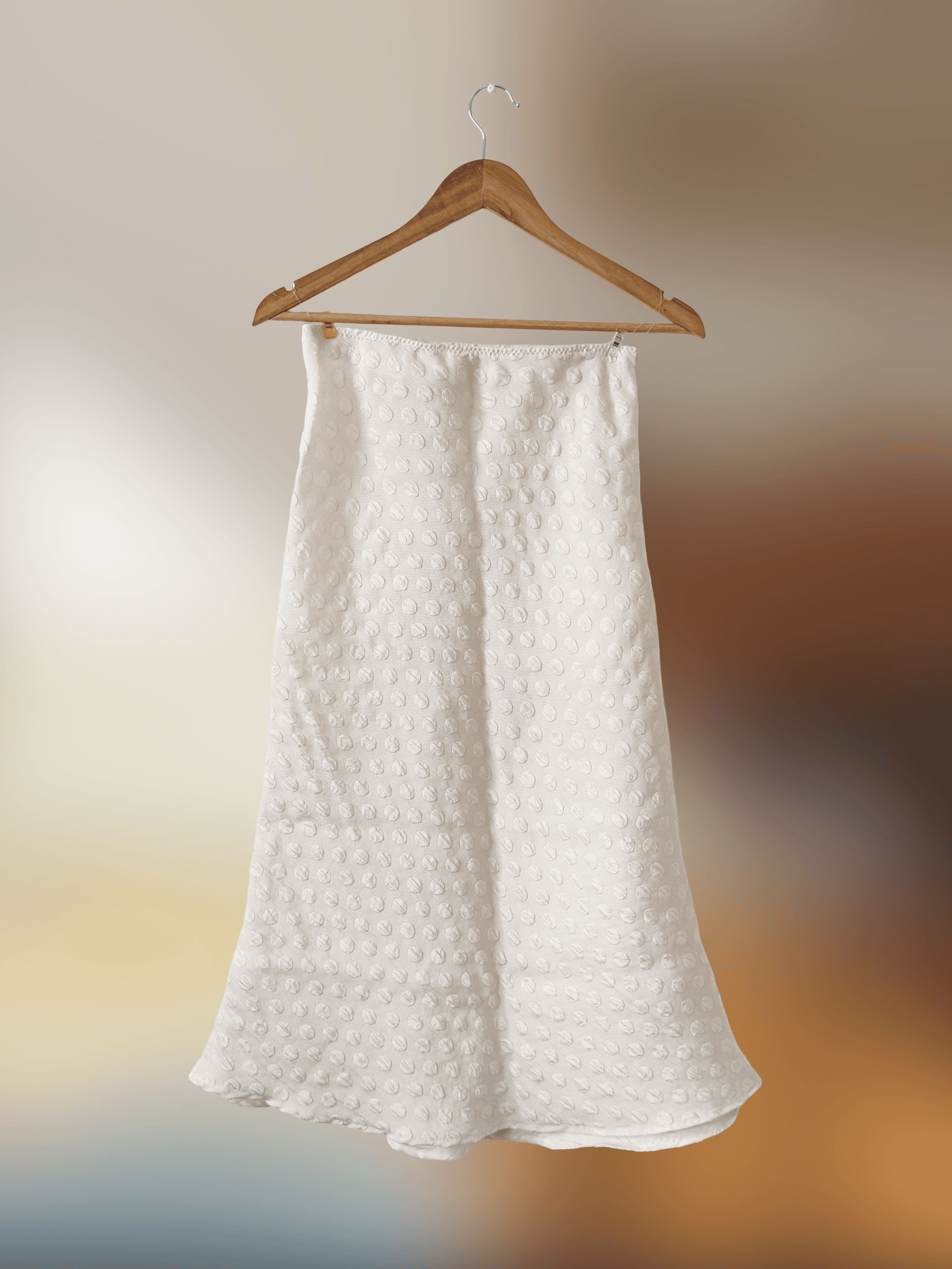 Front of white long skirt