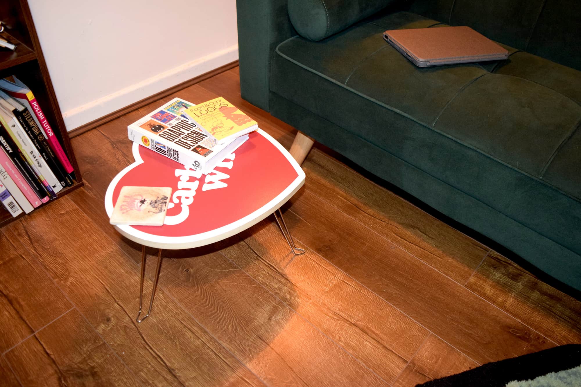 Carharrt Wip Coffeetable with design books on top in design studio.