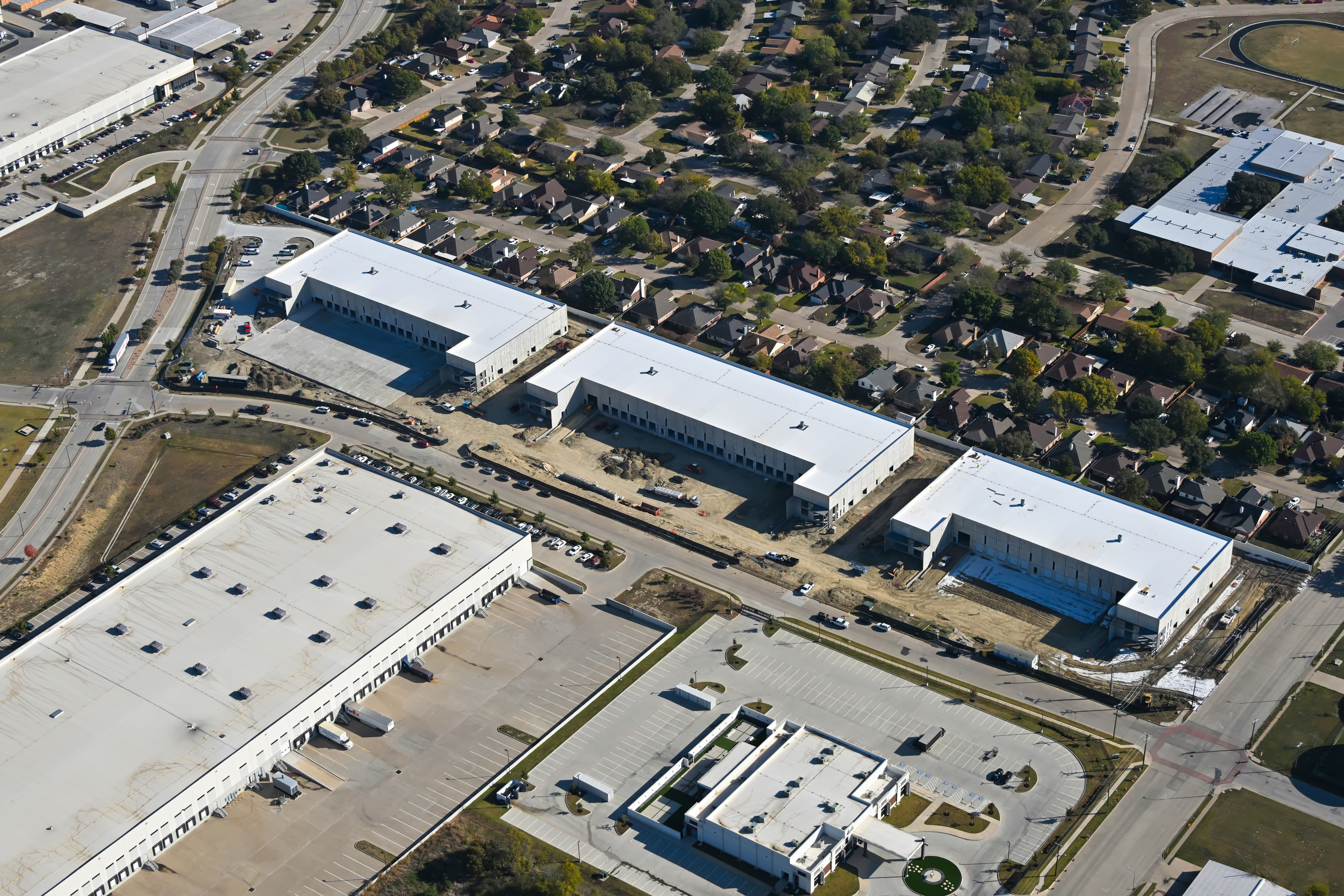 Aerial view of Triad 820 within the established north Fort Worth industrial area