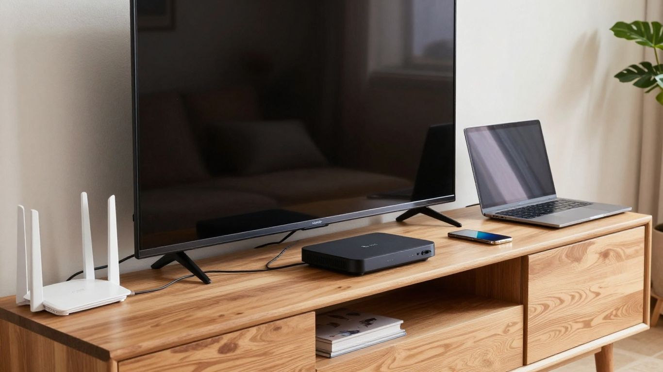 Modern home with television and streaming device