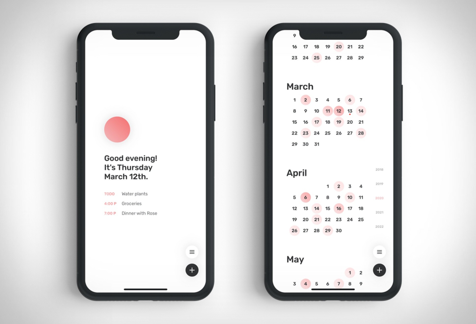 clutter-free calendar