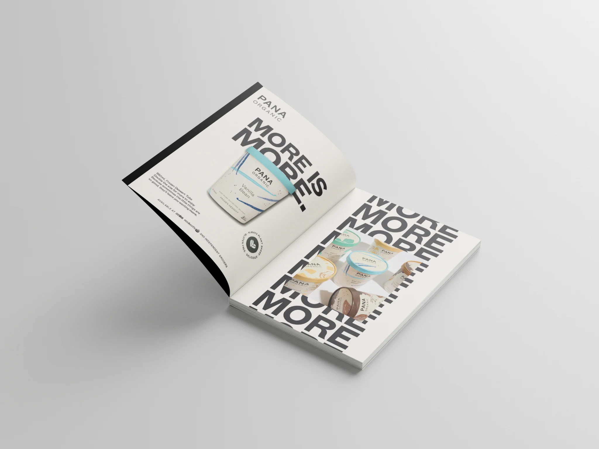 An open book with dynamic graphics featuring the words more