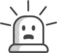 Scared siren emoji with wide eyes and open mouth, emitting light rays.