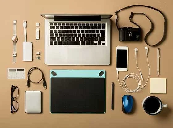overview shot of technology and tools for freelancers and self-employed professionals