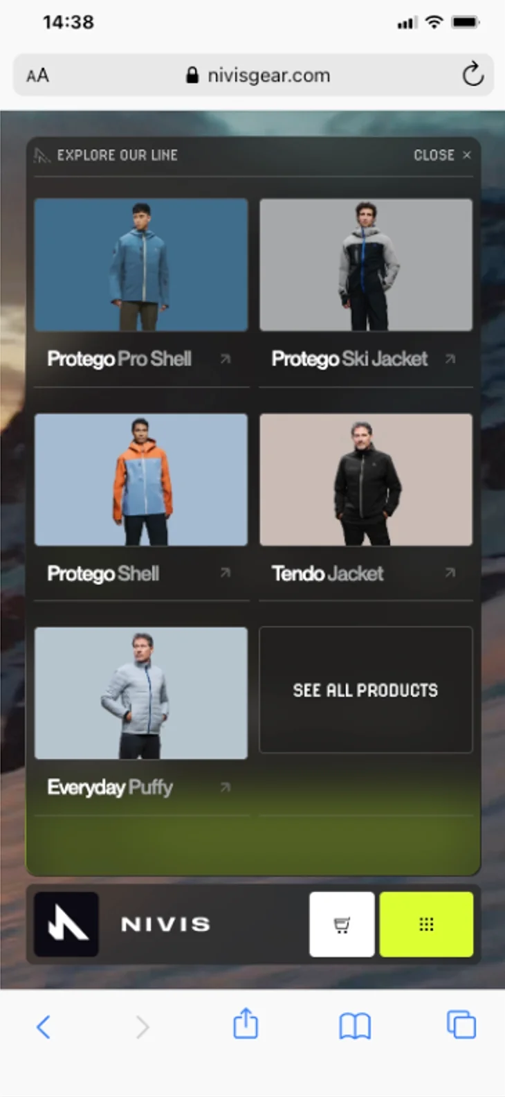 Nivis | Screenshot-Mobile : menu