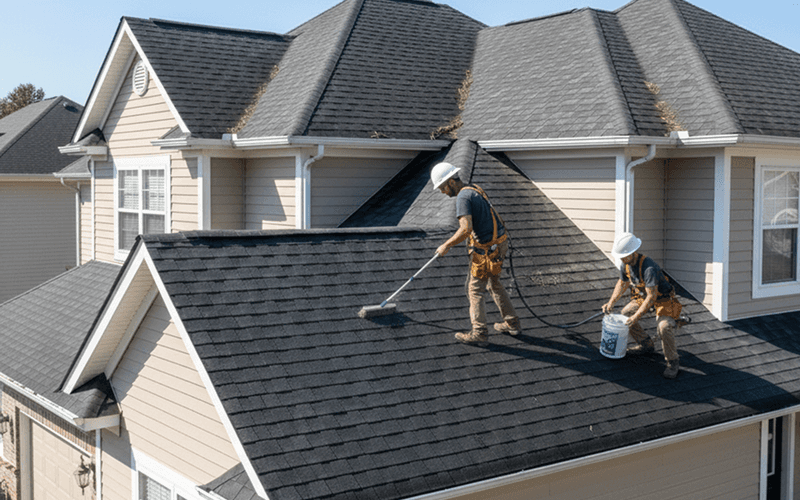 Installer presenting a workmanship warranty to a homeowner