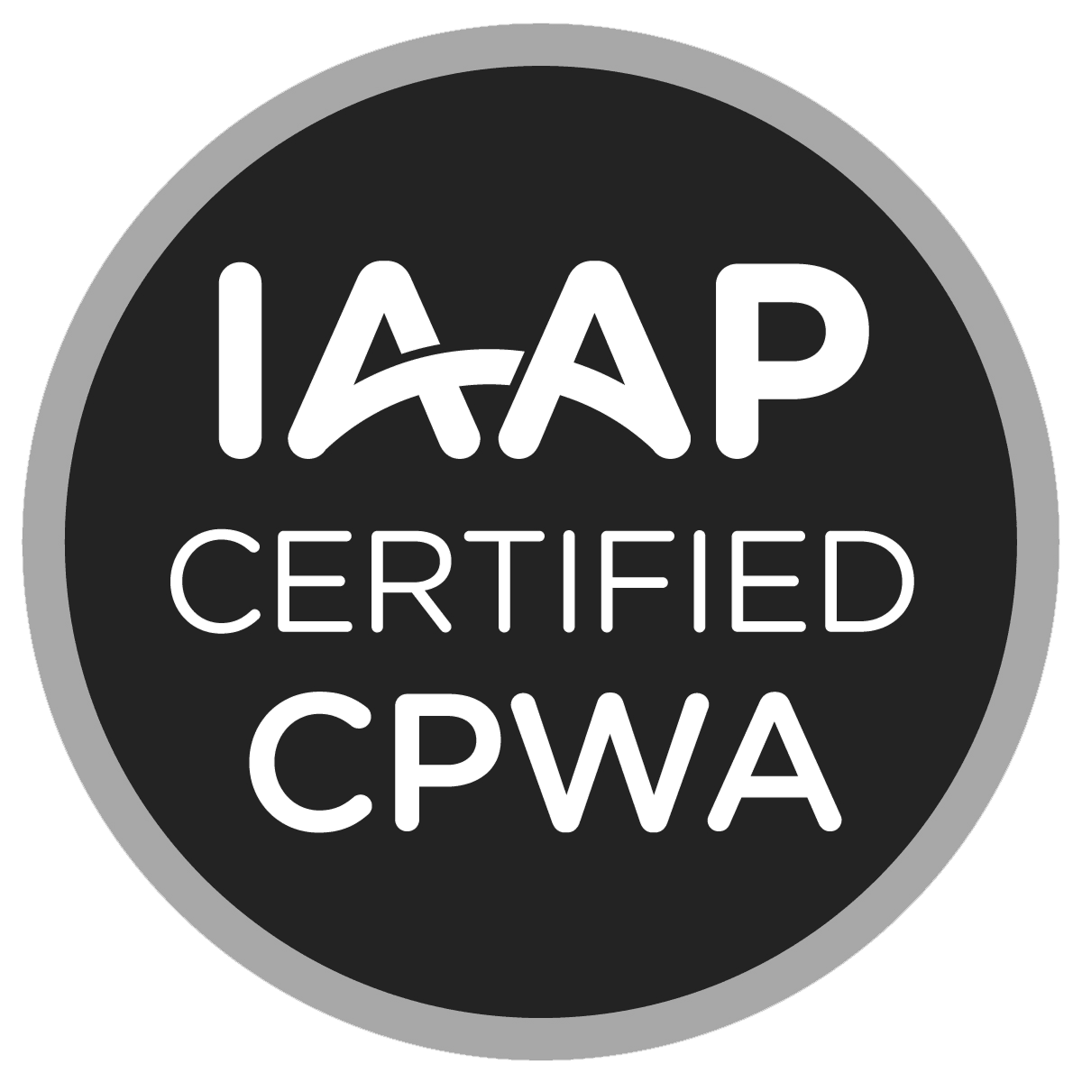 Certification badge that says "IAAP Certified CPWA"
