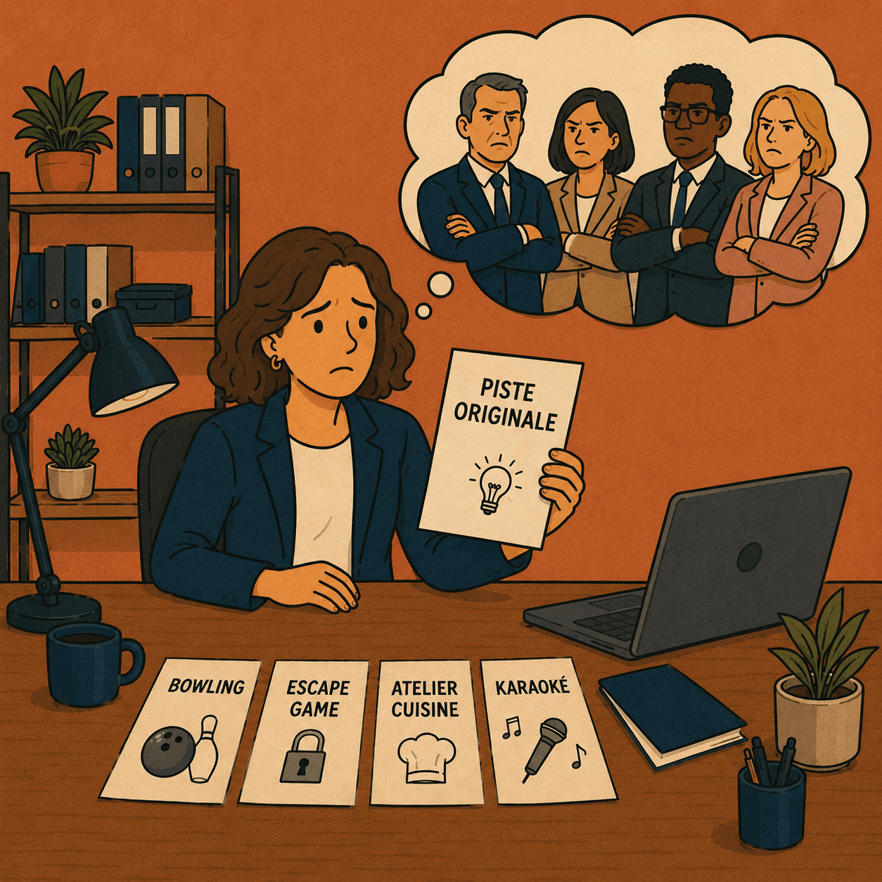 Office Manager hésitant pour choisir la bonne proposition d'évènement