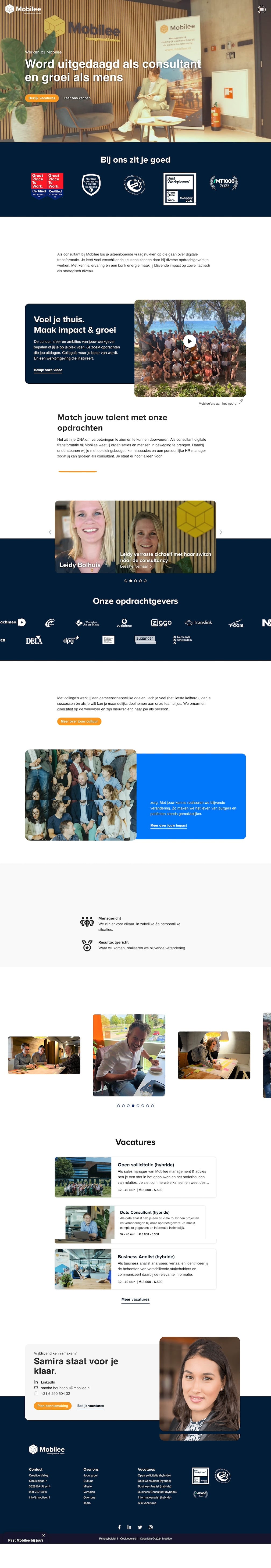 Werken Bij Mobilee career site homepage