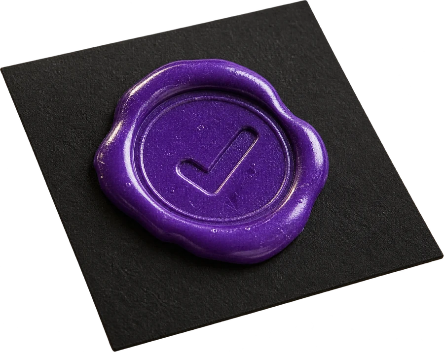 Lila Wachssiegel mit Haken