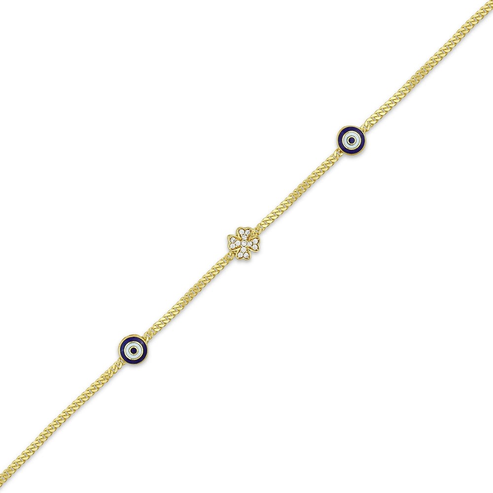 Nazar Boncuklu 14 Ayar Altın Şık ve Zarif Tasarım Bileklik