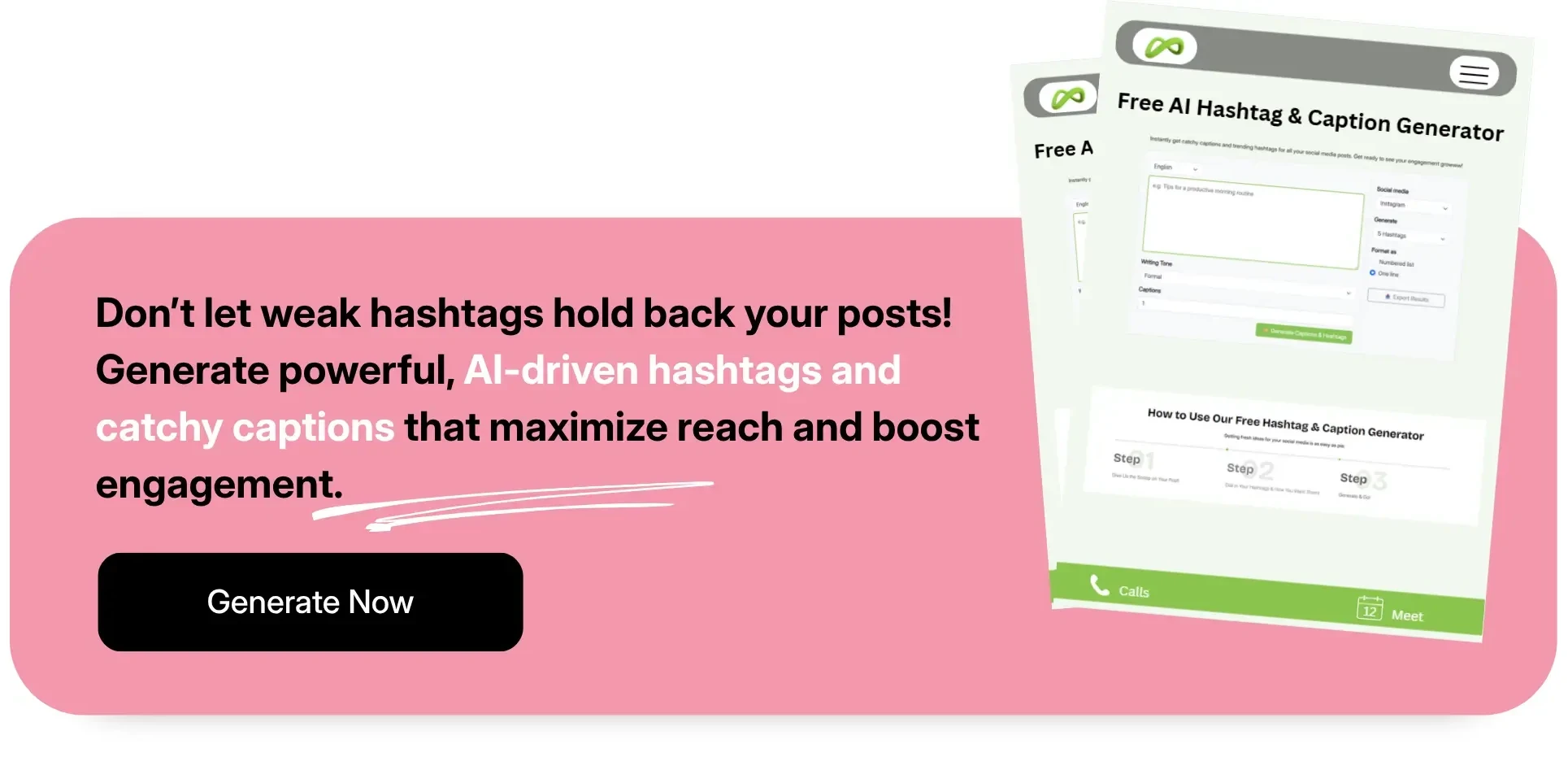 Free AI Hashtag & Caption Generator CTA Image