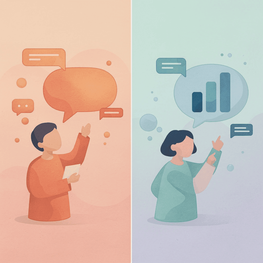 Split scene showing chaotic vs structured document analysis approaches