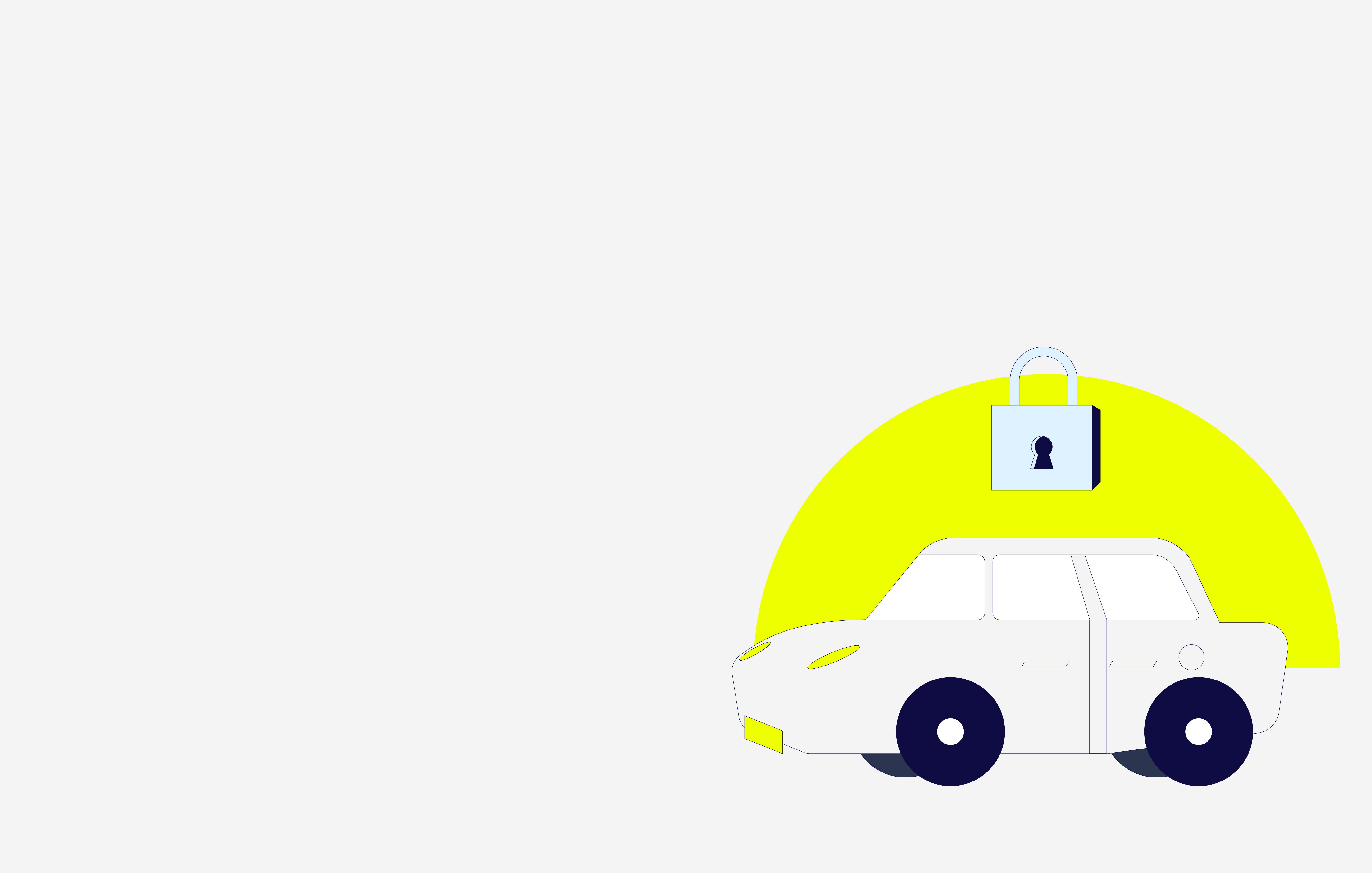 Gráfico de un automóvil con un candado de seguridad, simbolizando la protección en los parqueaderos de Zona P.