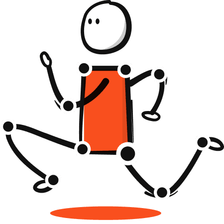 Open book with blank pages, featuring an orange scribble on one of the pages and a gray line on the other.