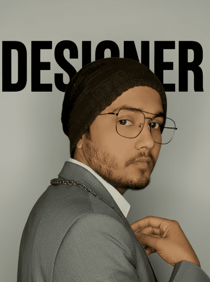 Portrait of portfolio creator – back view