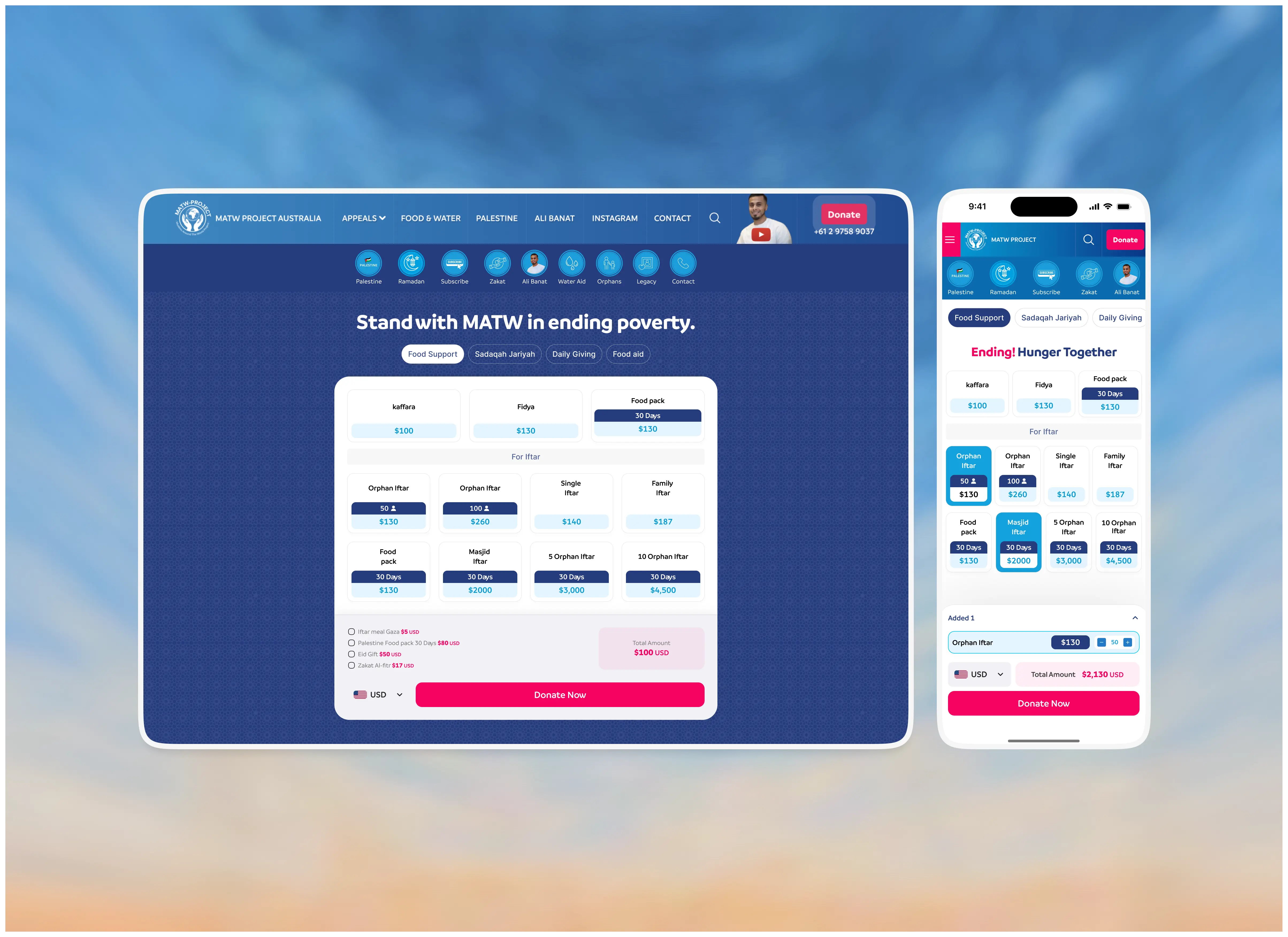Reworked the food aid donation flow for a charity platform to improve clarity and completion